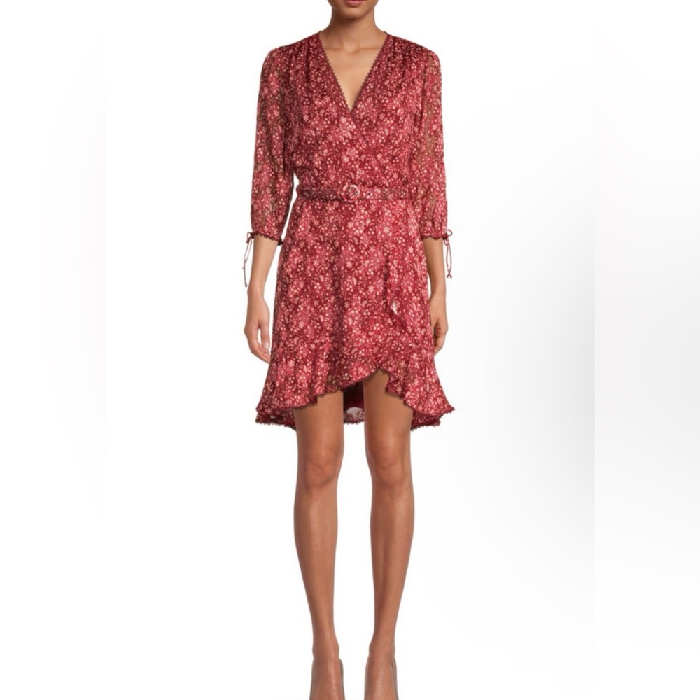 Jonathan Simkhai size 4 Floral Solk Dress Red Currant